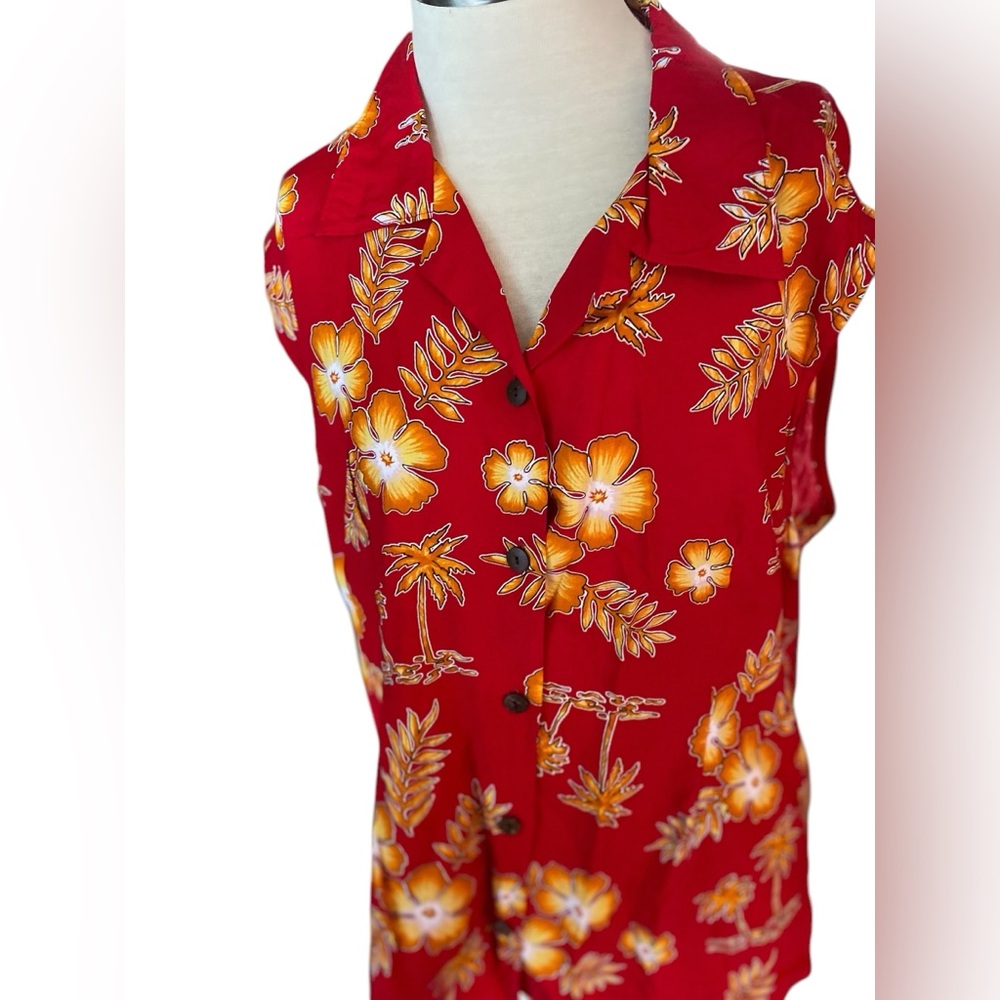 Hawaii 2 pc set by Aloha Hut size XL long shorts button sleeveless blouse